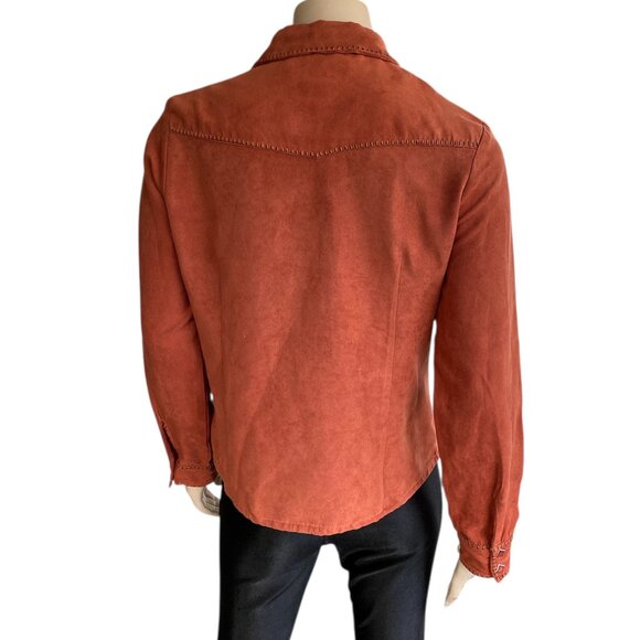 Wrangler Soft Faux Suede Western Snap Shirt Blouse SZ M - Picture 3 of 11